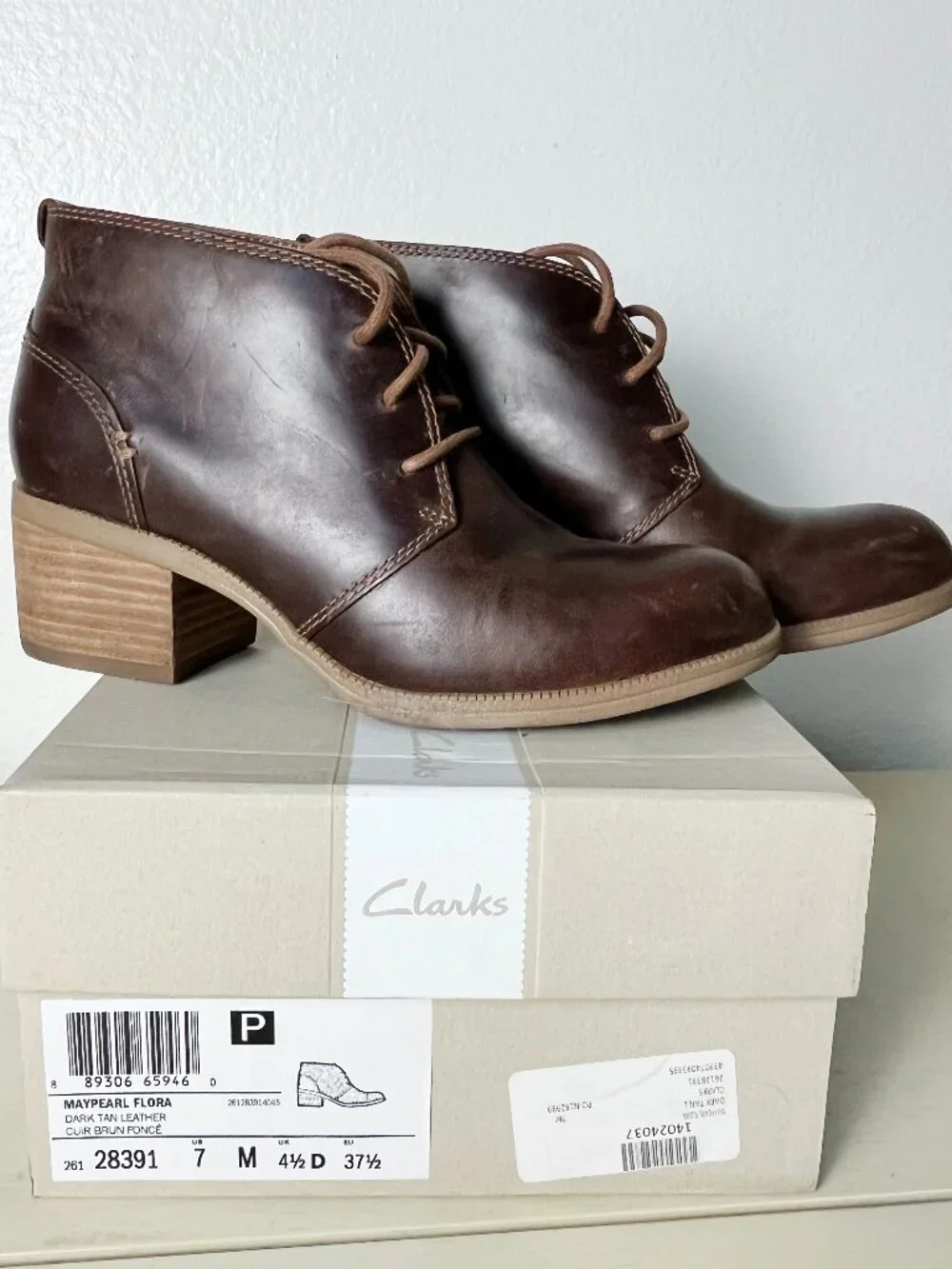 Clarks Maypearl Flora Leather Booties